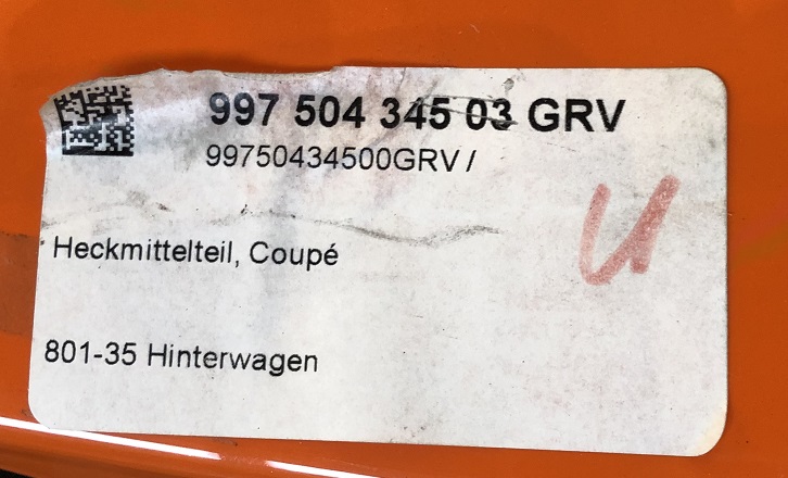 Heckmittelteil, passend für Porsche 997 Coupe