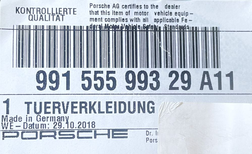 Leder-Türverkleidung links, passend für Porsche 991