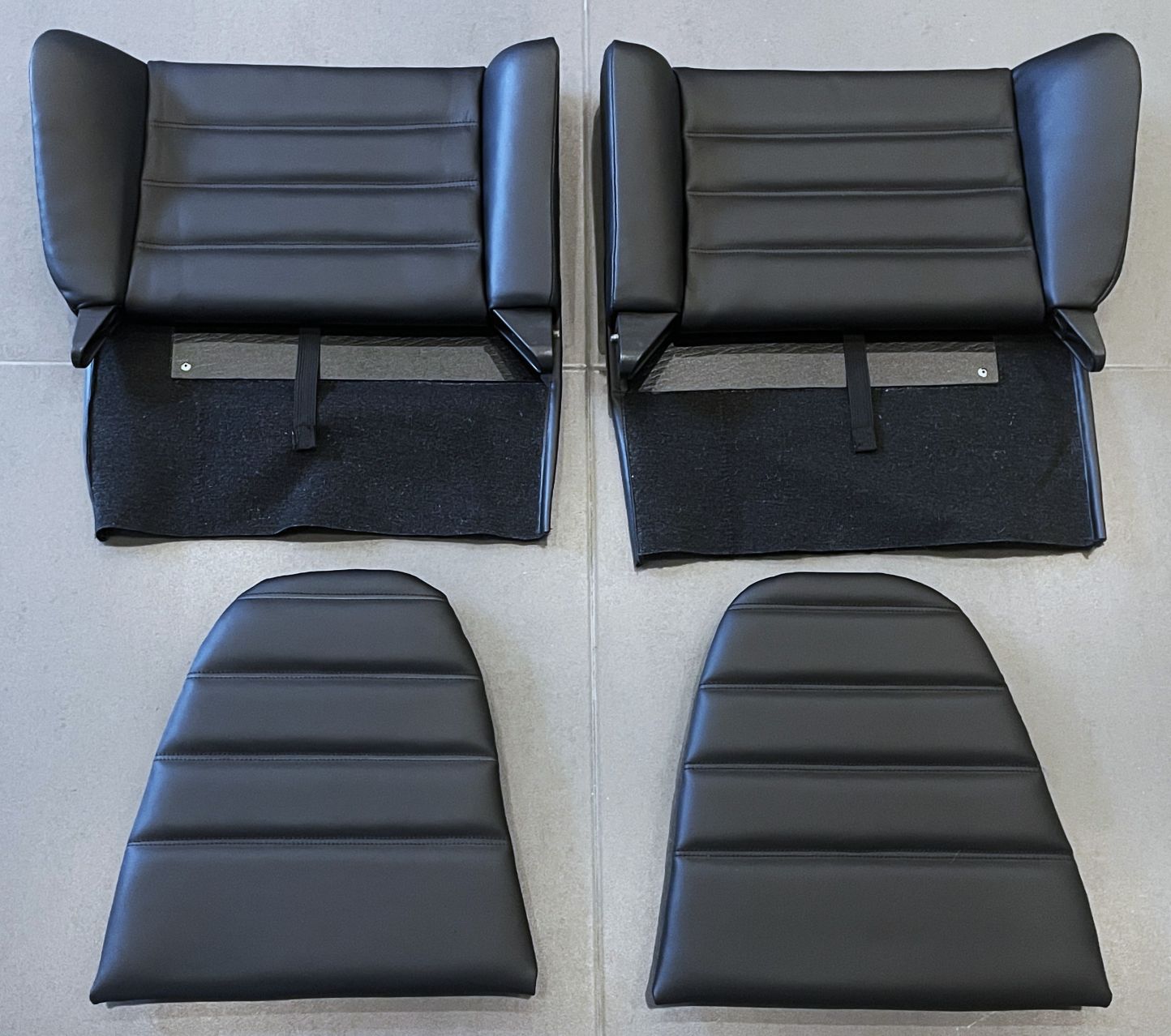 Cabrio-Leder-Rücksitzlehnen mit Kissen schwarz, passend für Porsche 964 Cabrio