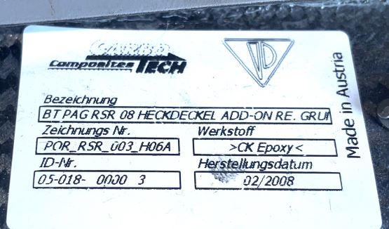 RSR-Abdeckungen vom Heckdeckel links und rechts, neu, passend für Porsche 997 RSR
