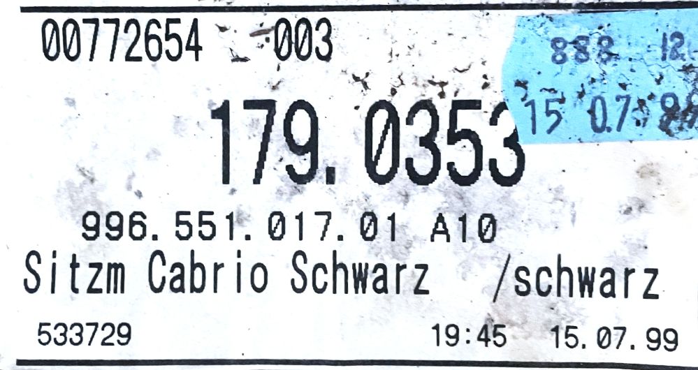 Innenraumteppich / Rücksitzmulde, passend für Porsche 996 Cabrio