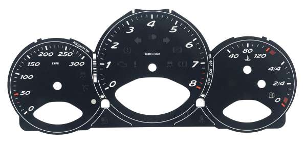 Zifferblätter bis 300 km/h, neu, passend für Porsche Boxster 987 und Cayman