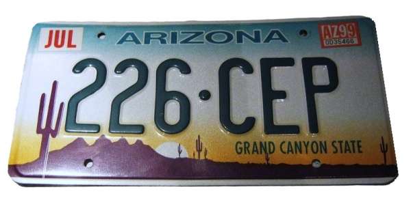 US-Nummernschild "Arizona", original