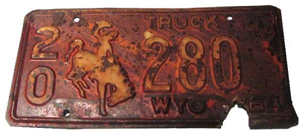 US-Nummernschild "Wyoming", original von 1964