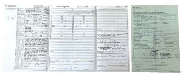 Fahrzeugbrief BMW 3, 1,6 ltr., KW 55, Bj. 1979 / Erstzulassung 1982