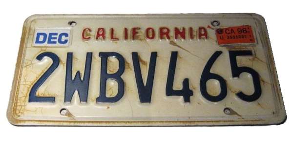 US-Nummernschild "California", original
