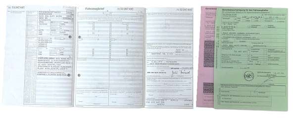 Fahrzeugbrief Audi 80, 1,3 ltr., 55 PS, Bj. 28.04.1976