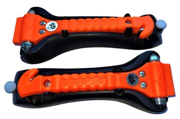 Notfall-Hammer mit Gurtschneider und Halterung, neu