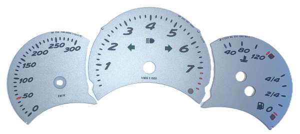 VDO-Zifferblätter bis 300 km/h, silber, original, neu, passend für Porsche Boxster 986 S