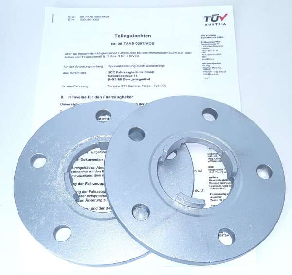 Distanzscheiben 10 mm, inkl. Teilegutachten, passend für Porsche 996